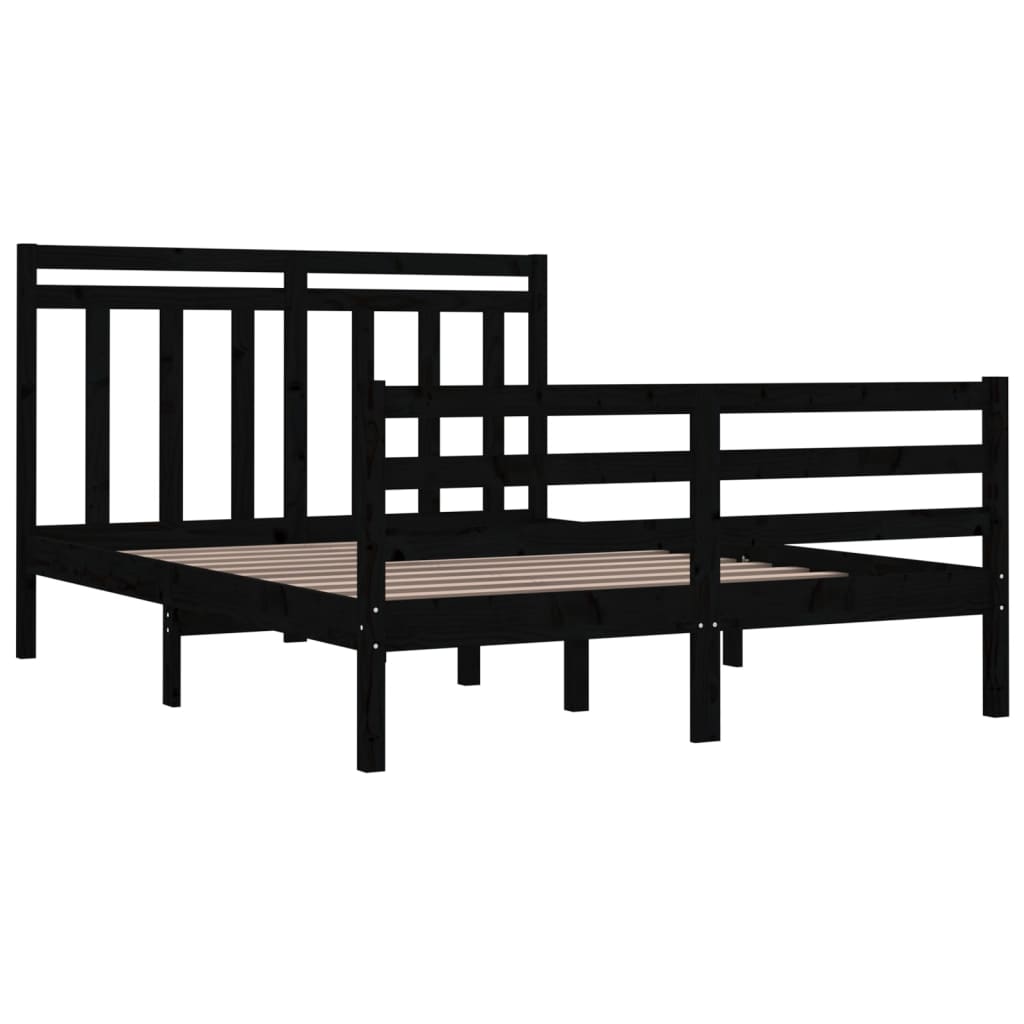 Massivholzbett Schwarz 140x190 cm