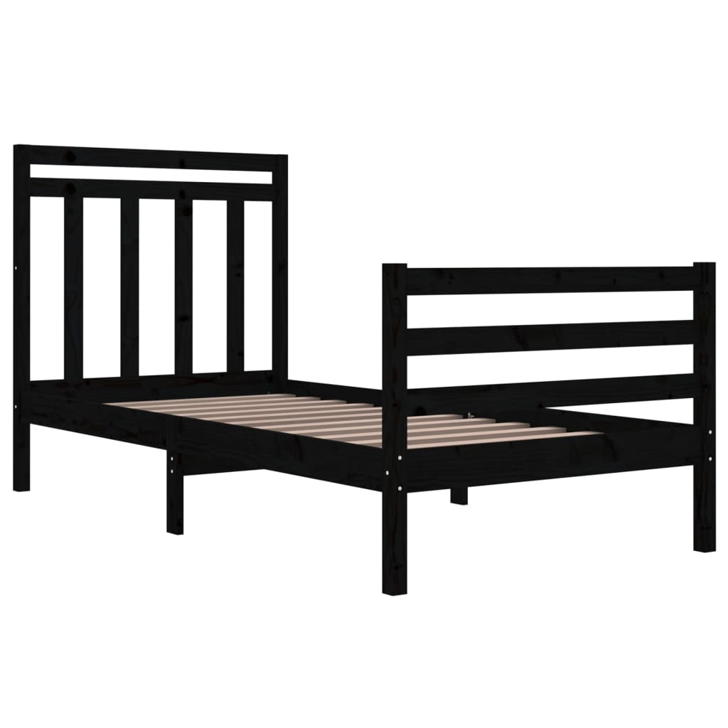 Massivholzbett Schwarz 90x200 cm