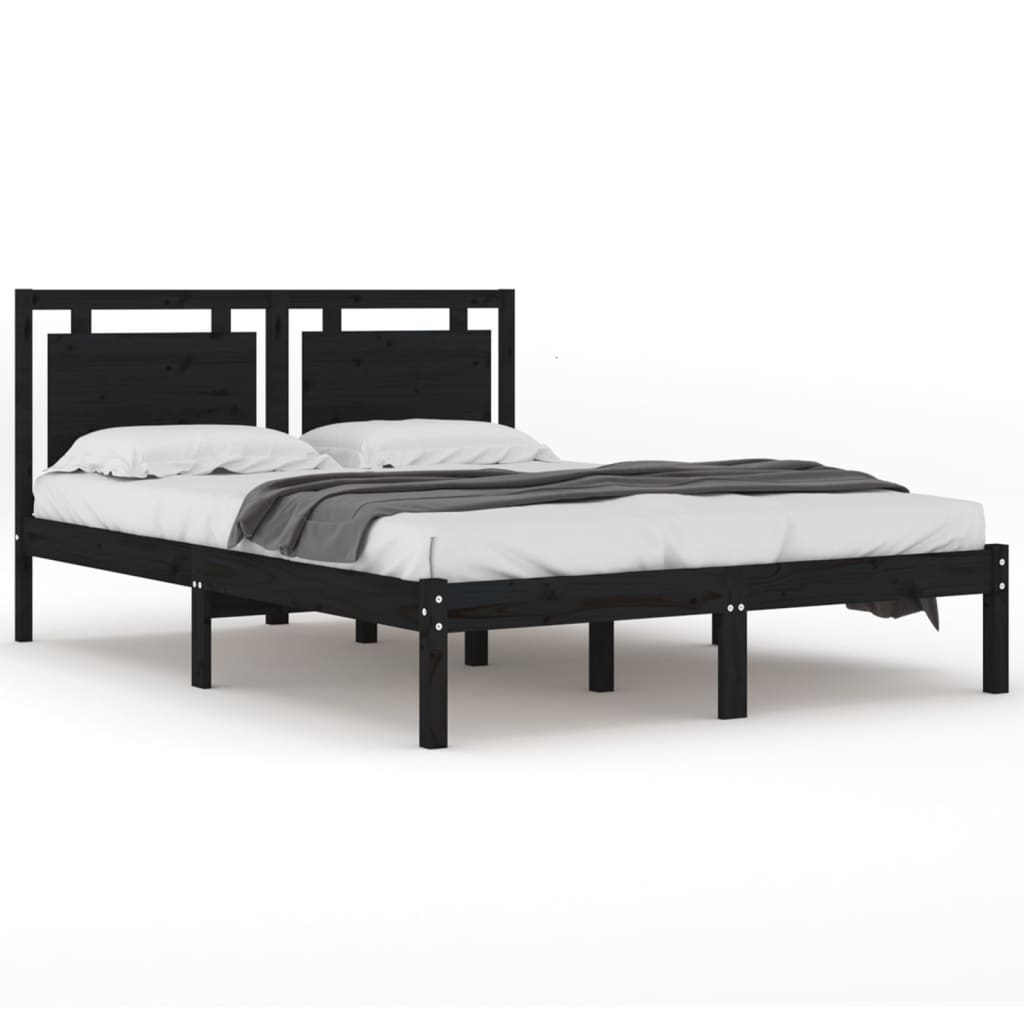 Massivholzbett Schwarz 140x190 cm