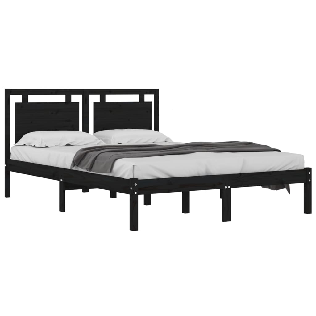 Massivholzbett Schwarz 140x190 cm