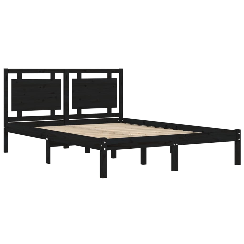 Massivholzbett Schwarz 140x190 cm