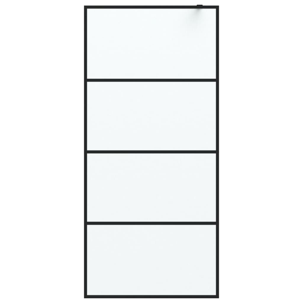 Duschwand für Begehbare Dusche Schwarz 90x195cm Matt ESG-Glas