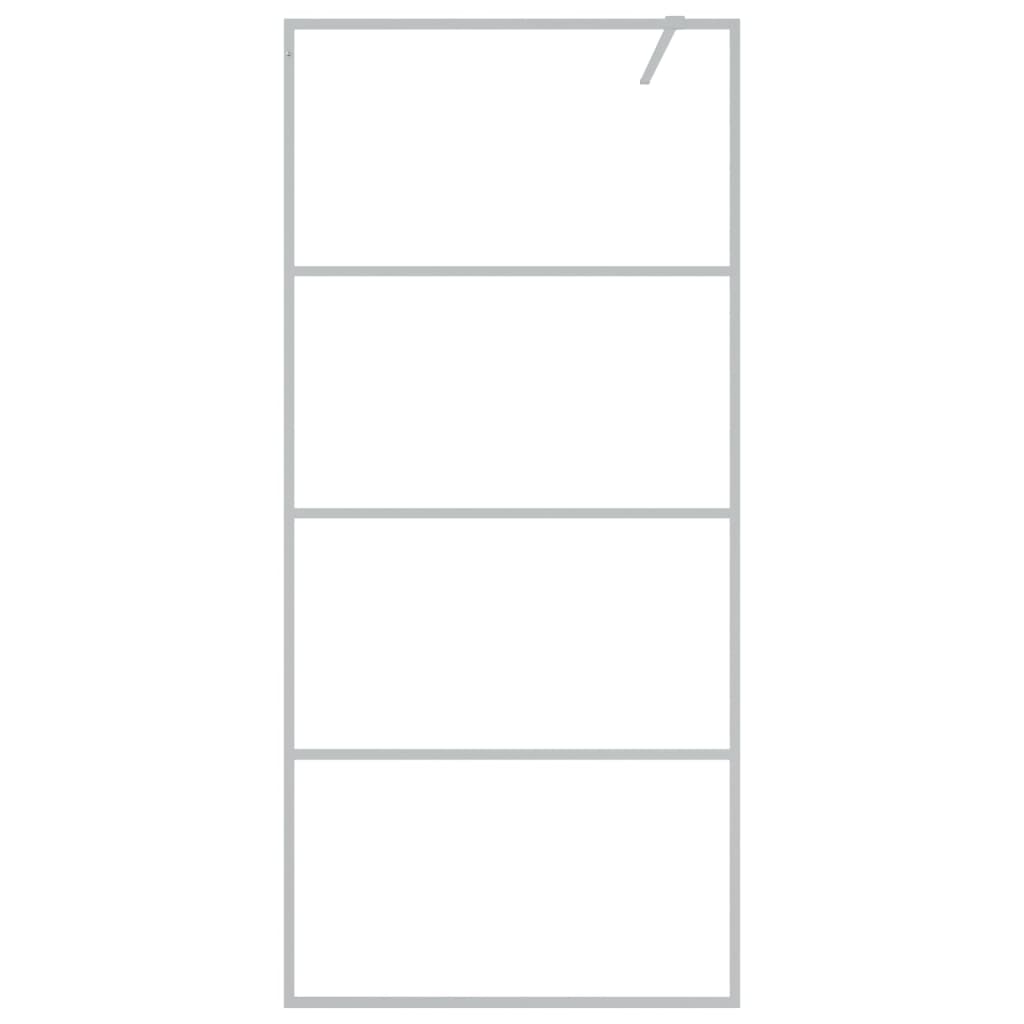Duschwand für Begehbare Dusche Silbern 90x195cm ESG-Klarglas