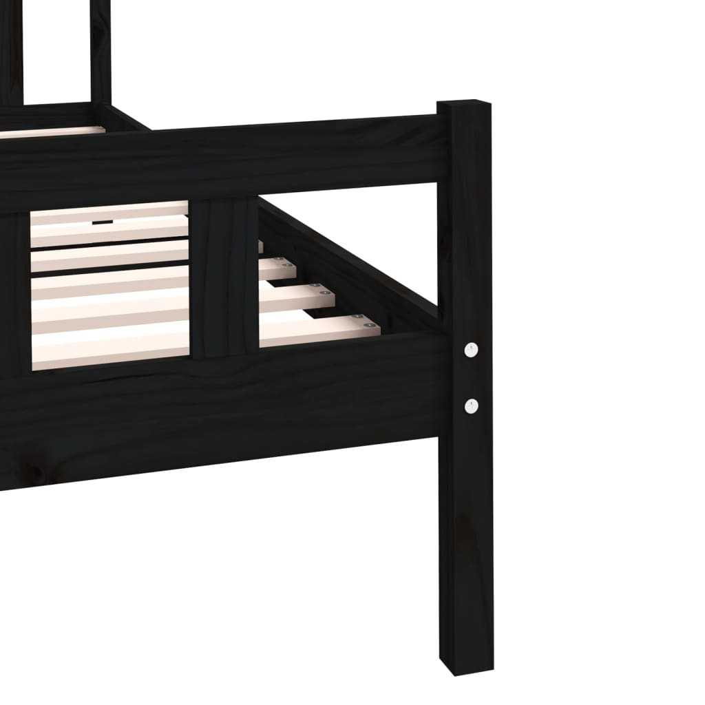 Massivholzbett Schwarz 90x200 cm