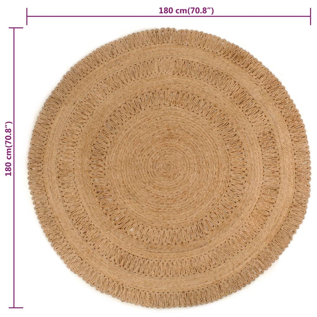 Teppich Jute Handgeflochten 180 cm Rund