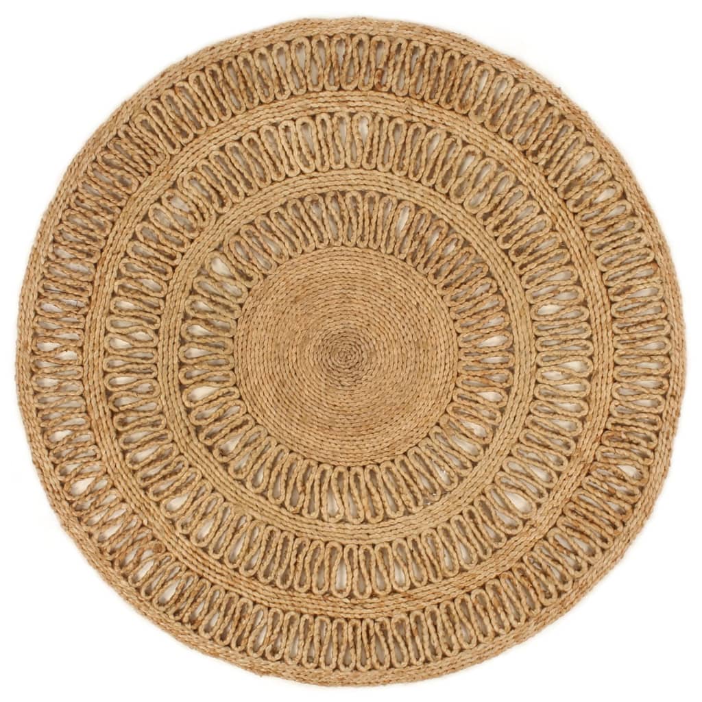Teppich Jute Handgeflochten 90 cm Rund