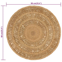 Thumbnail for Teppich Jute Handgeflochten 90 cm Rund