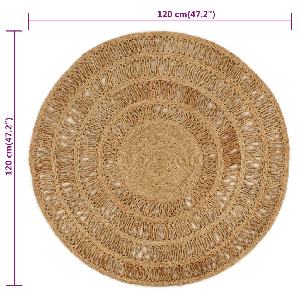 Teppich Jute Handgeflochten 120 cm Rund
