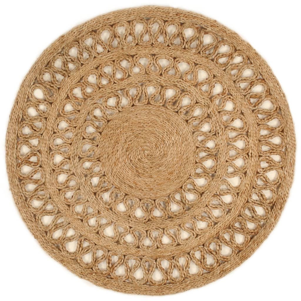 Teppich Jute Handgeflochten 90 cm Rund
