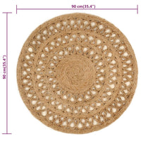 Thumbnail for Teppich Jute Handgeflochten 90 cm Rund