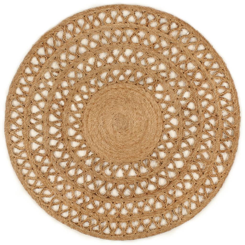 Teppich Jute Handgeflochten 120 cm Rund