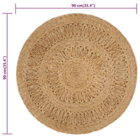 Thumbnail for Teppich Jute Handgeflochten 90 cm Rund