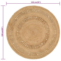 Thumbnail for Teppich Jute Handgeflochten 150 cm Rund