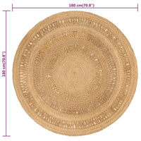 Thumbnail for Teppich Jute Handgeflochten 180 cm Rund