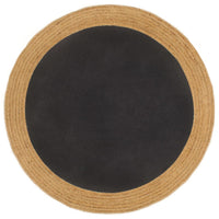 Thumbnail for Teppich Geflochten Schwarz & Natur 150 cm Jute & Baumwolle Rund