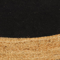 Thumbnail for Teppich Geflochten Schwarz & Natur 150 cm Jute & Baumwolle Rund