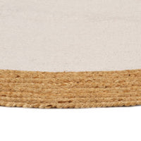 Thumbnail for Teppich Geflochten Weiß & Natur 150 cm Jute & Baumwolle Rund