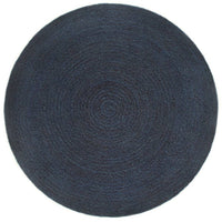 Thumbnail for Wendeteppich Geflochten Marineblau und Natur 90 cm Jute Rund