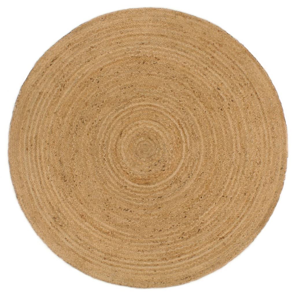 Wendeteppich Geflochten Marineblau und Natur 150 cm Jute Rund