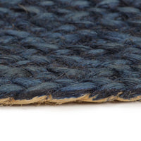 Thumbnail for Wendeteppich Geflochten Marineblau und Natur 180 cm Jute Rund