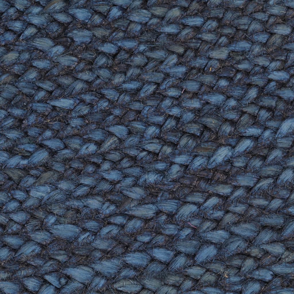 Wendeteppich Geflochten Marineblau und Natur 180 cm Jute Rund
