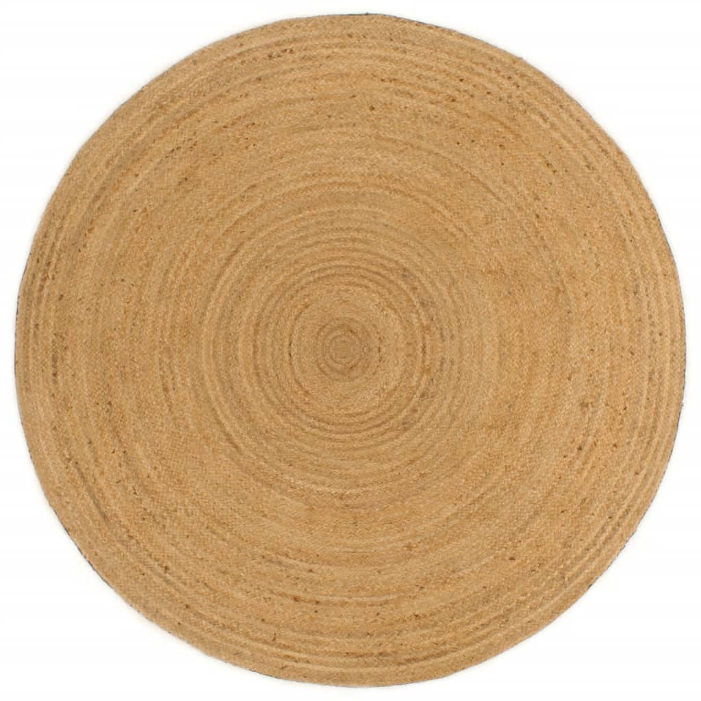 Wendeteppich Geflochten Anthrazit und Natur 90 cm Jute Rund