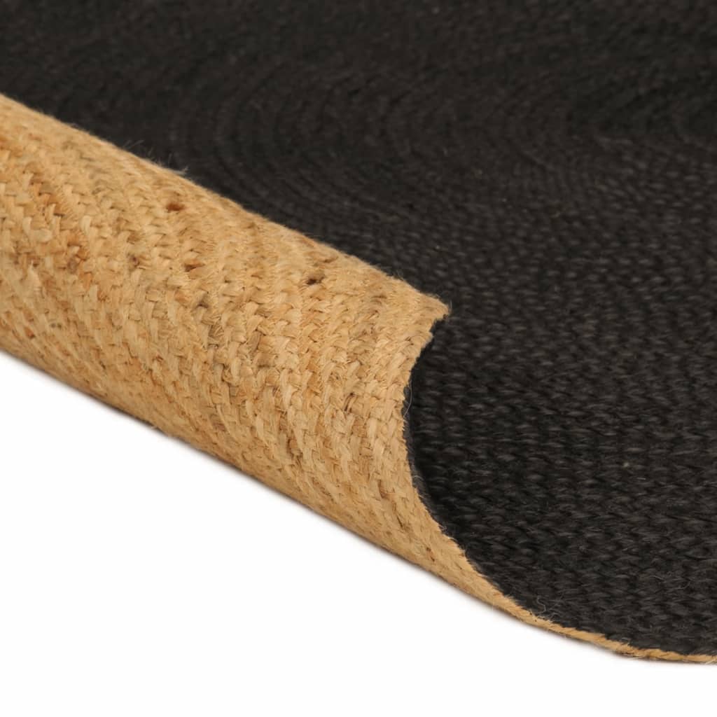 Wendeteppich Geflochten Anthrazit und Natur 90 cm Jute Rund