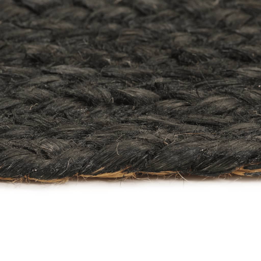 Wendeteppich Geflochten Anthrazit und Natur 90 cm Jute Rund