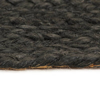 Thumbnail for Wendeteppich Geflochten Anthrazit und Natur 150 cm Jute Rund