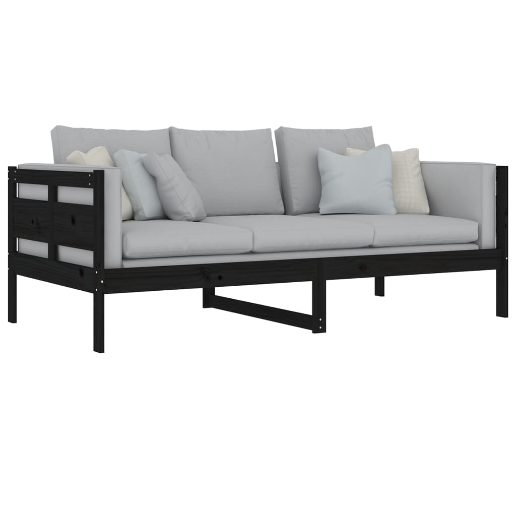 Tagesbett Schwarz Massivholz Kiefer 90x190 cm