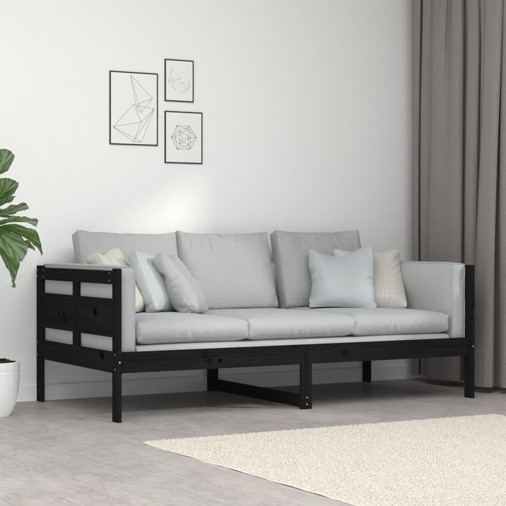 Tagesbett Schwarz Massivholz Kiefer 90x190 cm