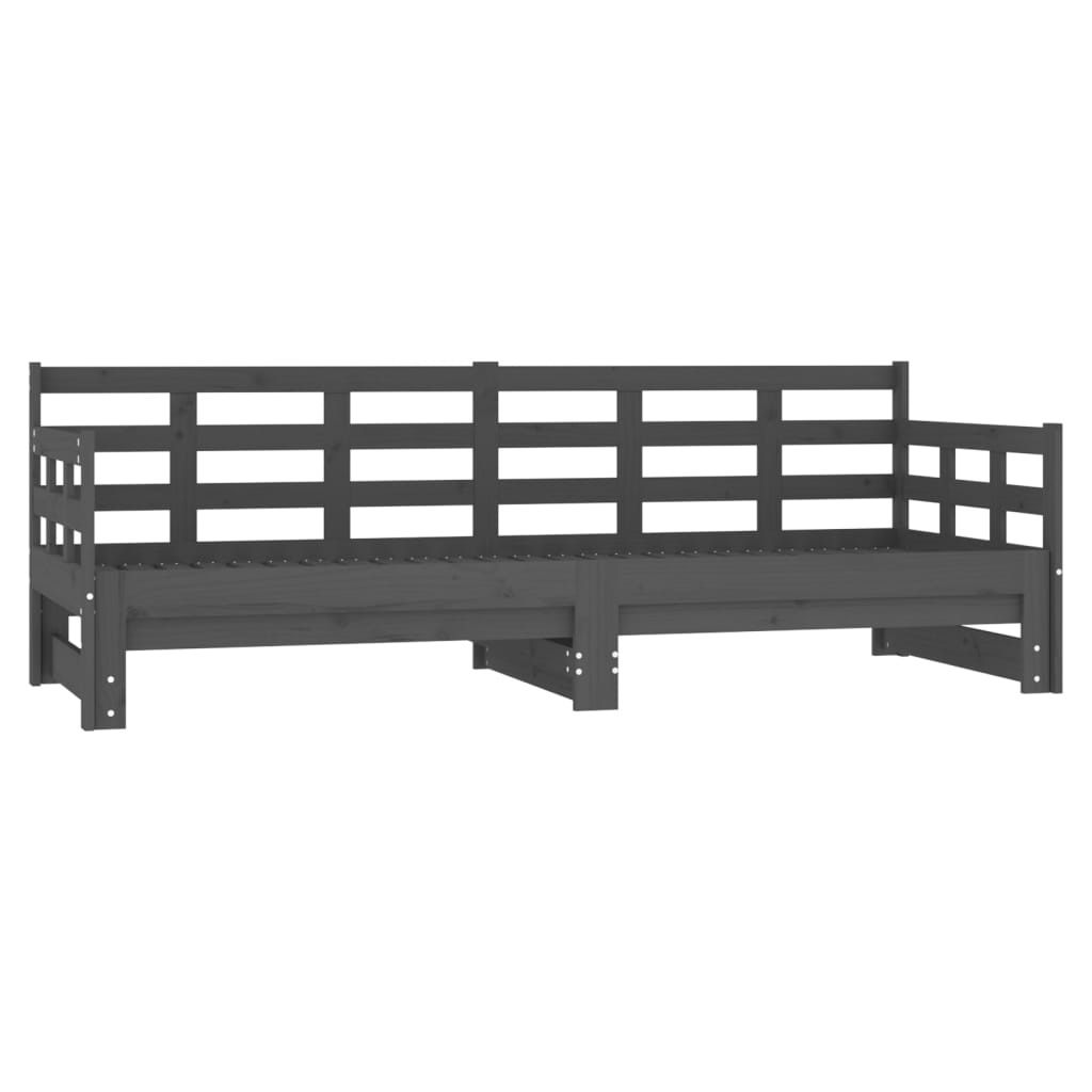 Tagesbett Ausziehbar Grau Massivholz Kiefer 2x(90x200) cm