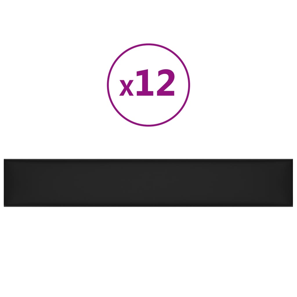 Wandpaneele 12 Stk. Schwarz 90x15 cm Kunstleder 1,62 m²