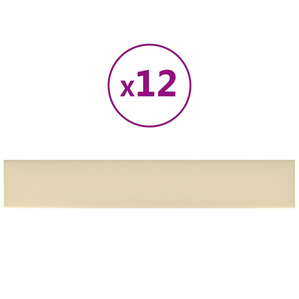Wandpaneele 12 Stk. Creme 90x15 cm Kunstleder 1,62 m²