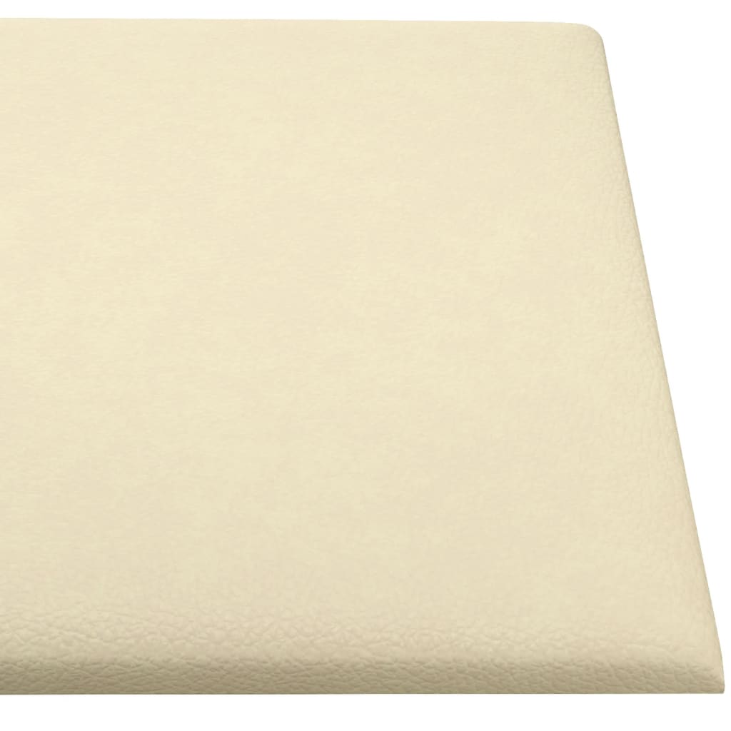 Wandpaneele 12 Stk. Creme 90x15 cm Kunstleder 1,62 m²