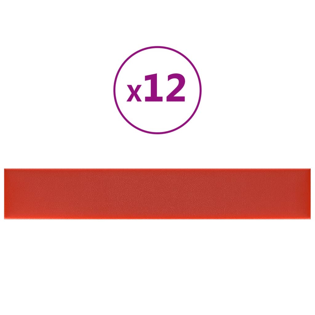 Wandpaneele 12 Stk. Rot 90x15 cm Kunstleder 1,62 m²