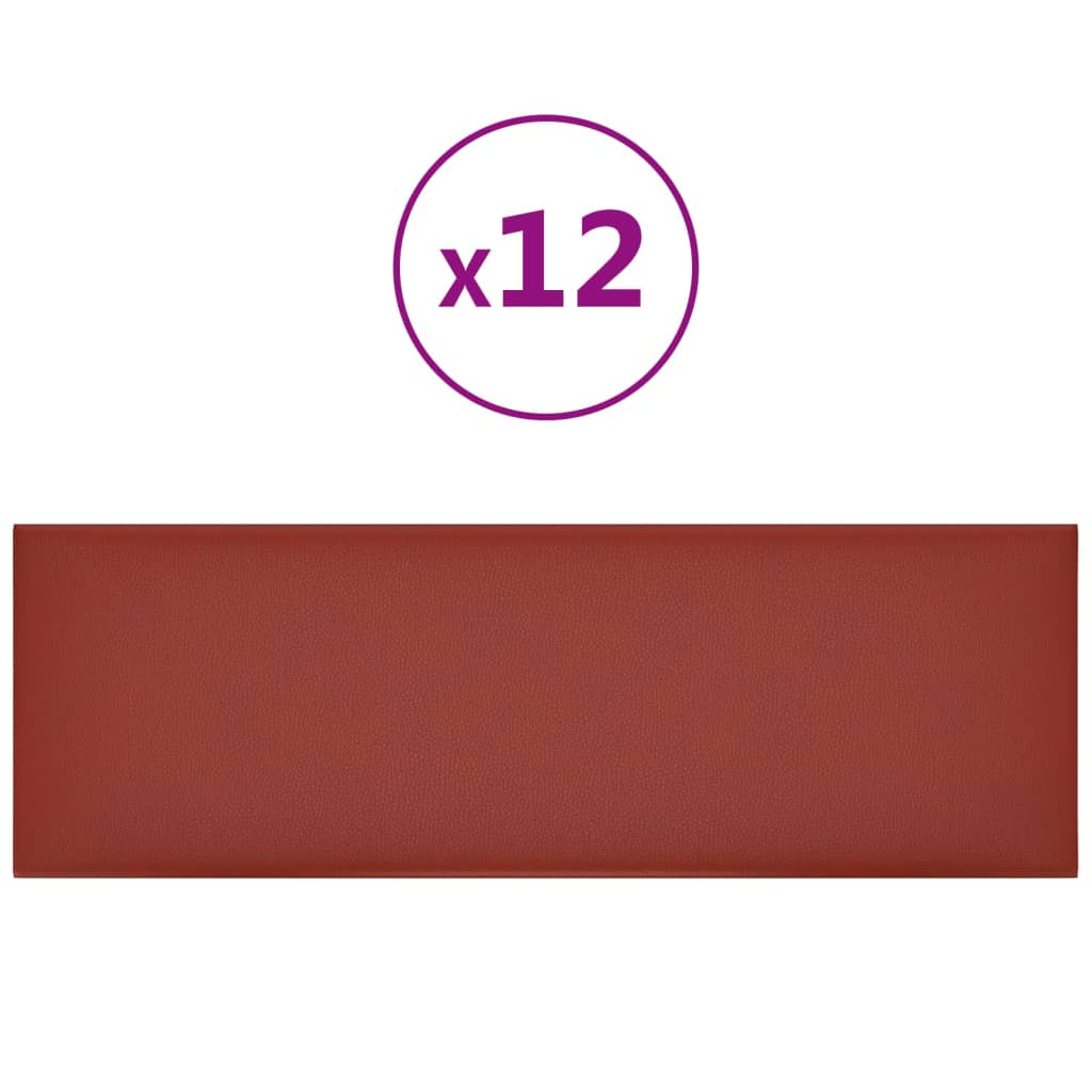 Wandpaneele 12 Stk. Weinrot 90x30 cm Kunstleder 3,24 m²