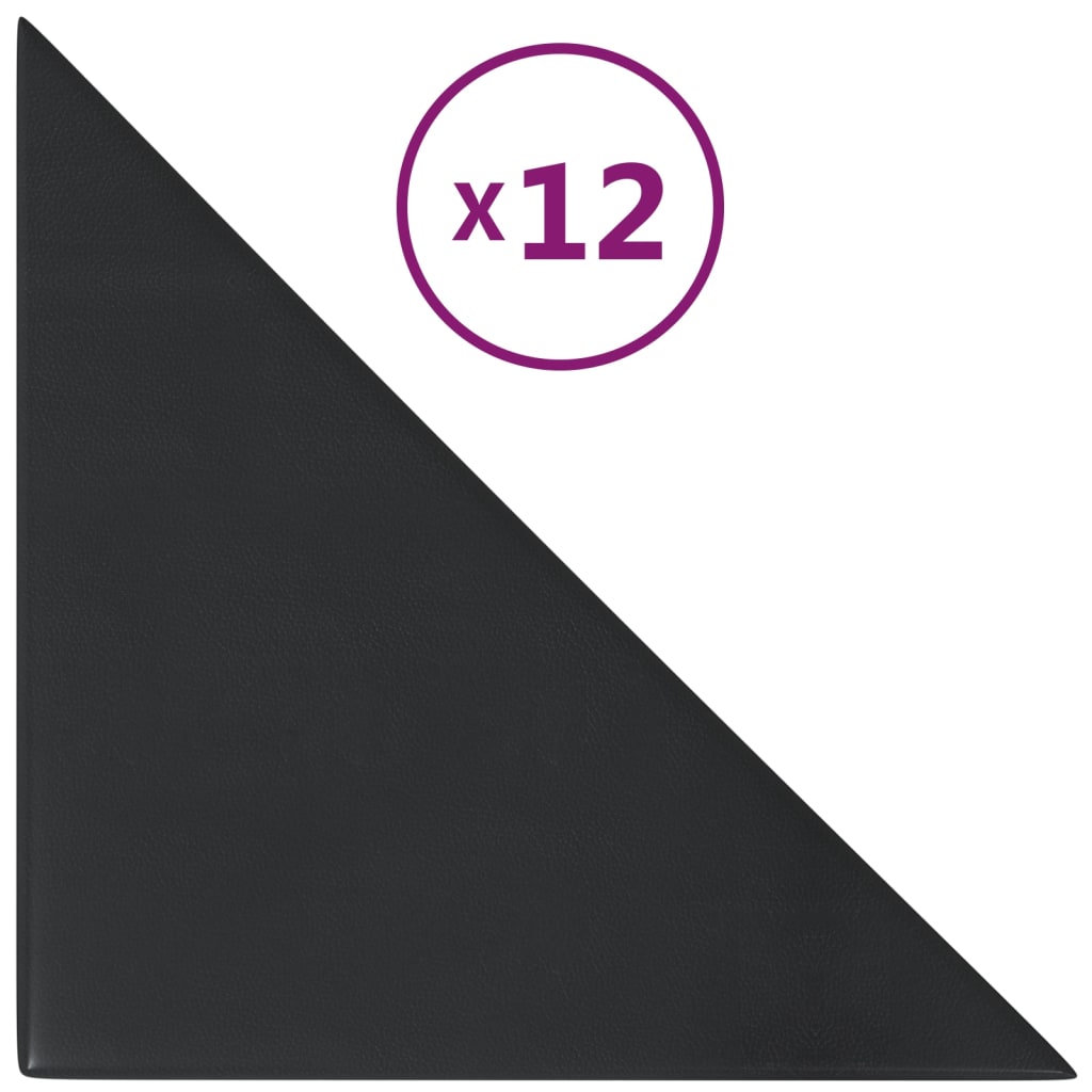 Wandpaneele 12 Stk. Schwarz 30x30 cm Kunstleder 1,08 m²