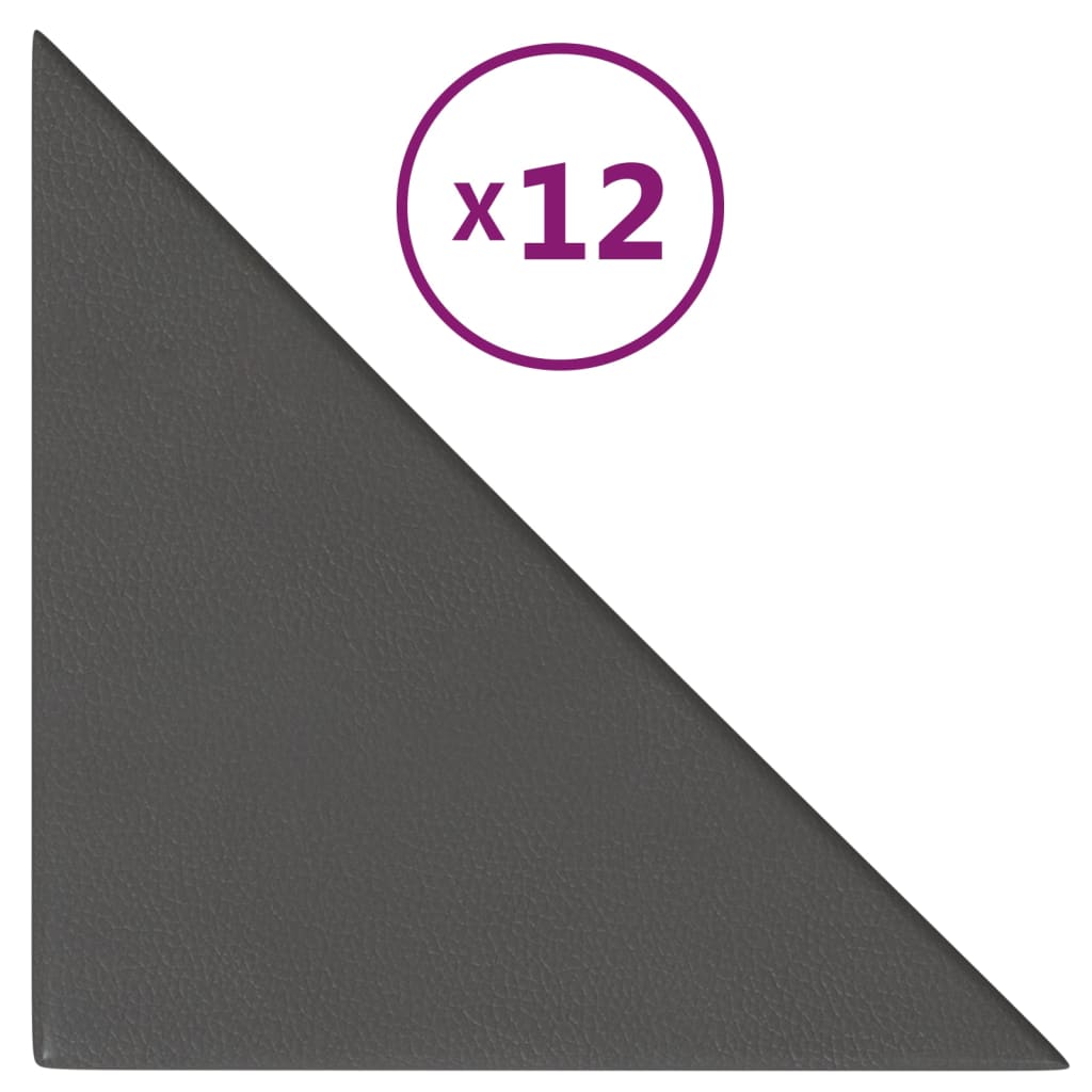 Wandpaneele 12 Stk. Grau 30x30 cm Kunstleder 1,08 m²