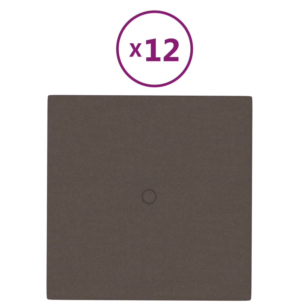 Wandpaneele 12 Stk. Taupe 30x30 cm Stoff 1,08 m²