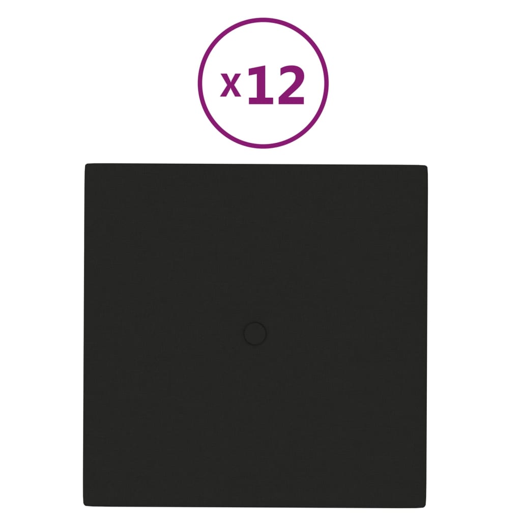 Wandpaneele 12 Stk. Schwarz 30x30 cm Stoff 1,08 m²