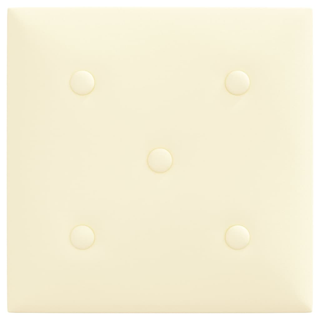 Wandpaneele 12 Stk. Creme 30x30 cm Kunstleder 1,08 m²