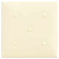 Thumbnail for Wandpaneele 12 Stk. Creme 30x30 cm Kunstleder 1,08 m²