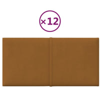 Thumbnail for Wandpaneele 12 Stk. Braun 30x15 cm Samt 0,54 m²