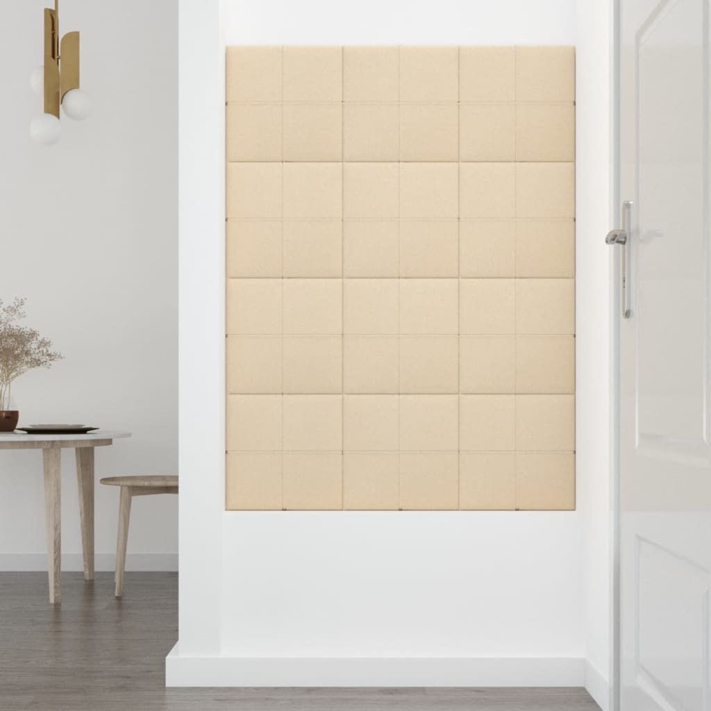 Wandpaneele 12 Stk. Creme 30x30 cm Stoff 1,08 m²
