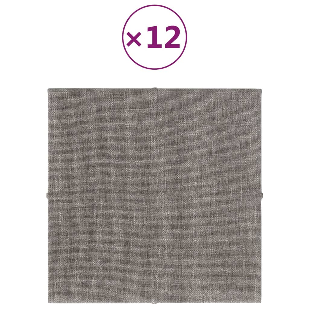 Wandpaneele 12 Stk. Hellgrau 30x30 cm Stoff 1,08 m²