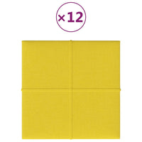 Thumbnail for Wandpaneele 12 Stk. Gelb 30x30 cm Stoff 1,08 m²