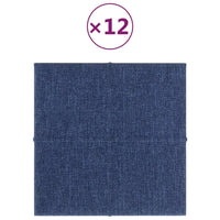 Thumbnail for Wandpaneele 12 Stk. Blau 30x30 cm Stoff 1,08 m²