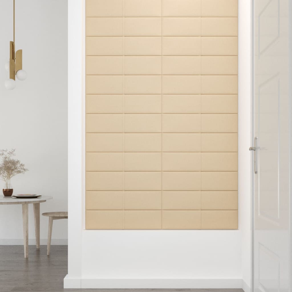 Wandpaneele 12 Stk. Creme 60x15 cm Stoff 1,08 m²