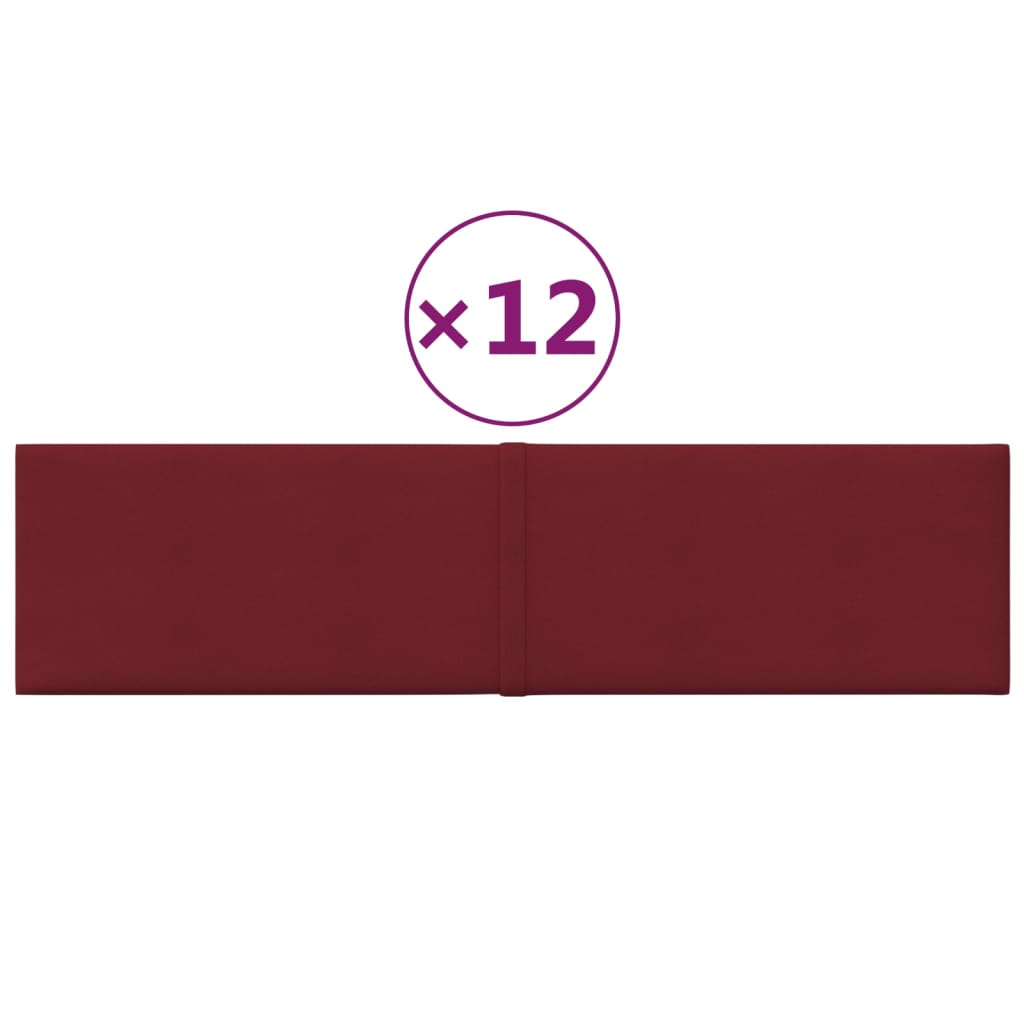 Wandpaneele 12 Stk. Weinrot 60x15 cm Stoff 1,08 m²
